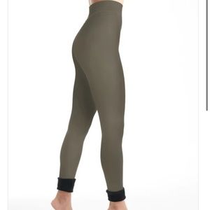 Dark Green LEMON Faux Fur Lined Leggings